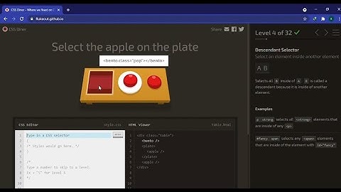 Game CSS Diner solution - All level 1-32