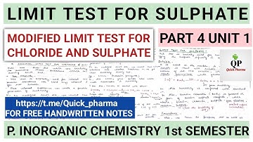Limit Test For Sulphate | Modified Limit Test of Chloride And Sulphate | P 4 U 1 | IPC Semester