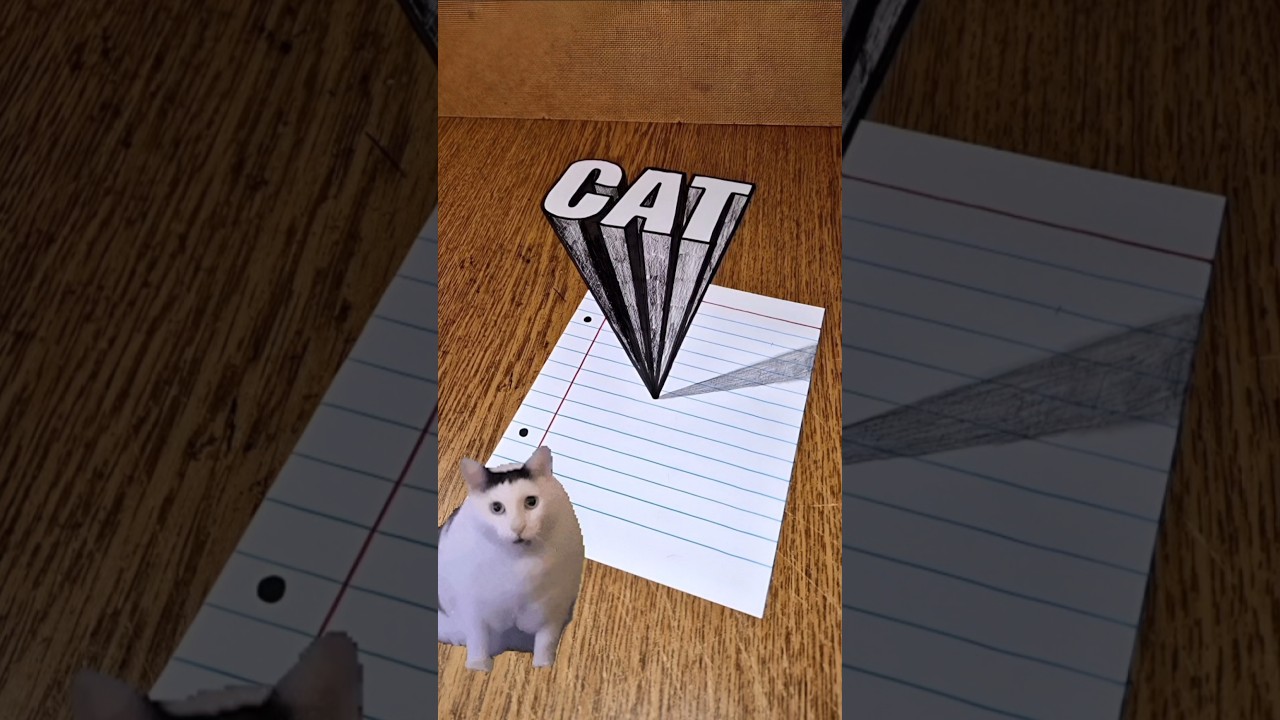 How To Draw 3D ''CAT" Real Illusion on Paper 😱 