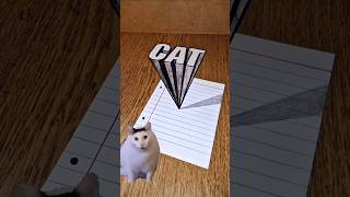 How To Draw 3D ''CAT" Real Illusion on Paper 😱 #cat #drawing #art #draw #3dart #easydrawing #shorts