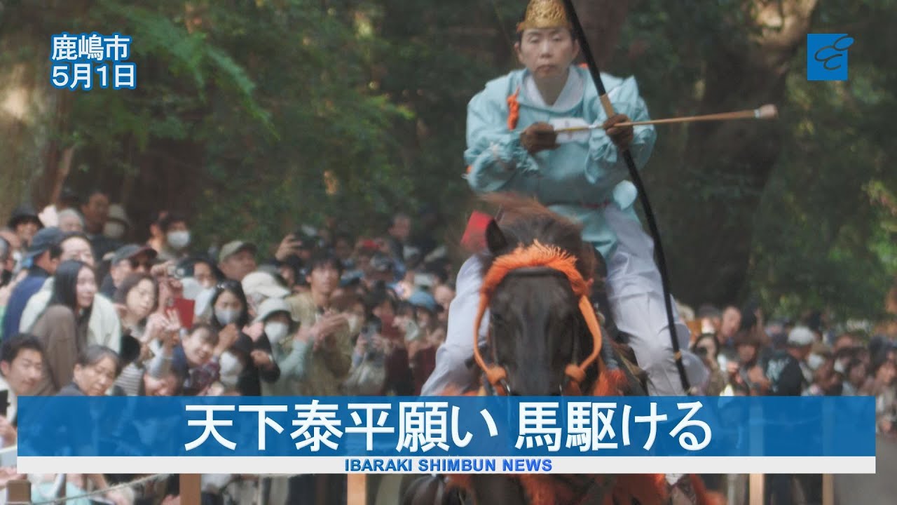 天下泰平願い 馬駆ける　鹿島神宮で流鏑馬神事　御田植祭も