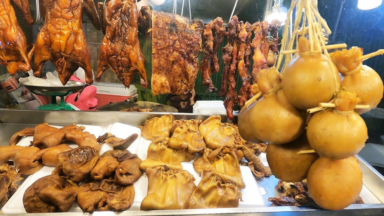Roast pork, roast ducks, braised pork organs and parts and grilled