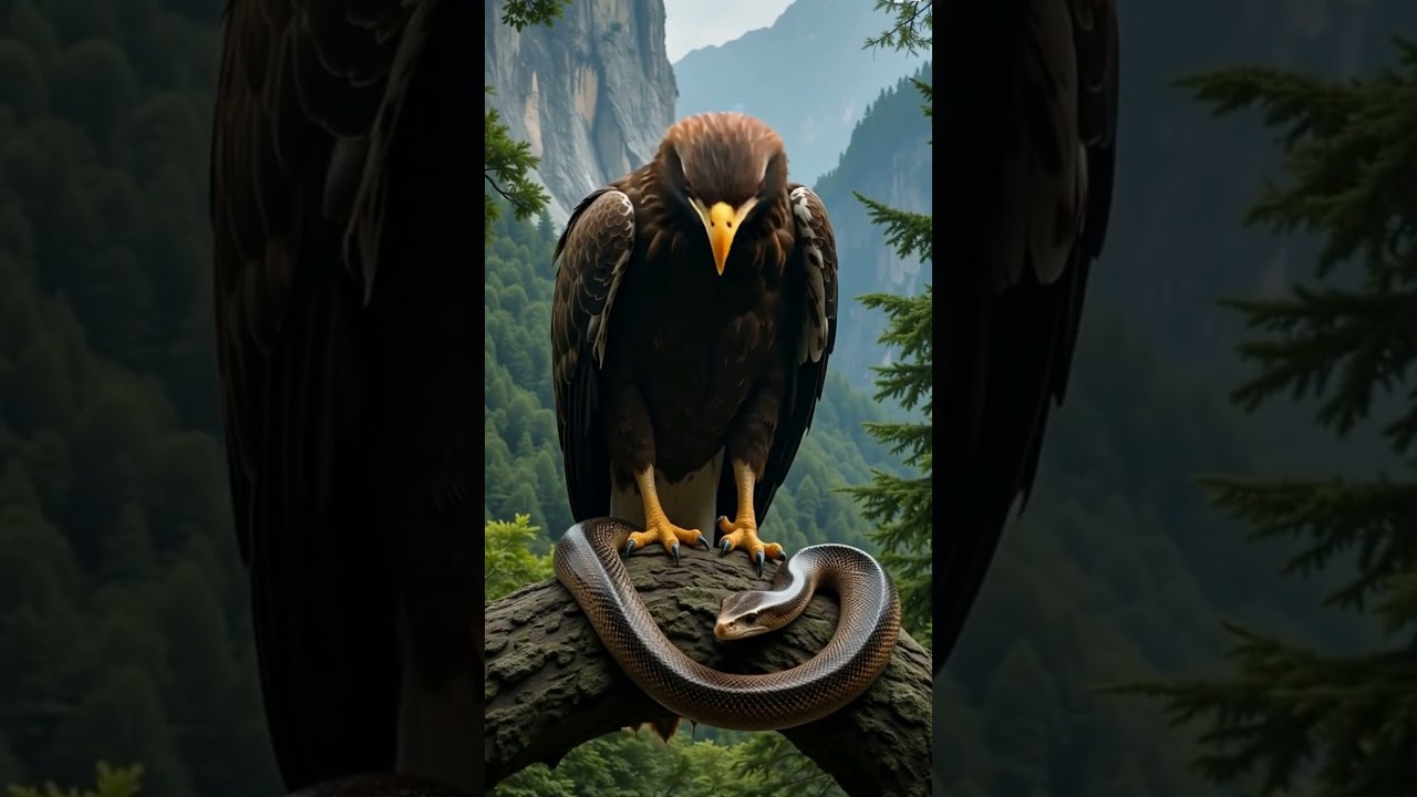 Massive Eagle vs Snake Amid Ancient Cliffs — Wild Nature Standoff! 