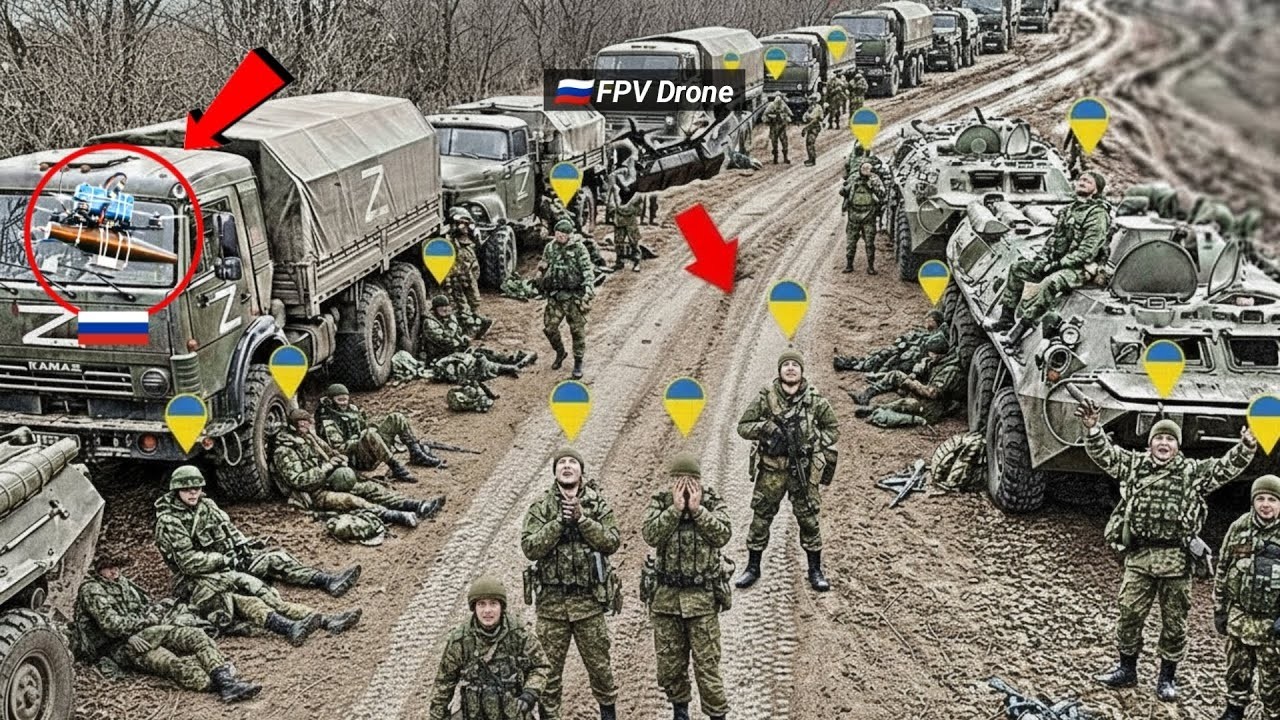 Рой российских дронов зафиксировал крупный конвой возле Покровска – наблюдательные кадры