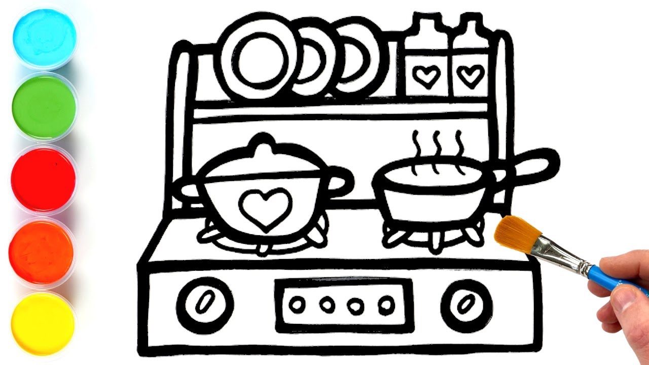 Kitchen Drawing, Painting and Coloring for Kids & Toddlers Let's Draw