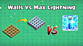 All Level Walls Vs Max Level Lightning Spell - Clash Of Clans