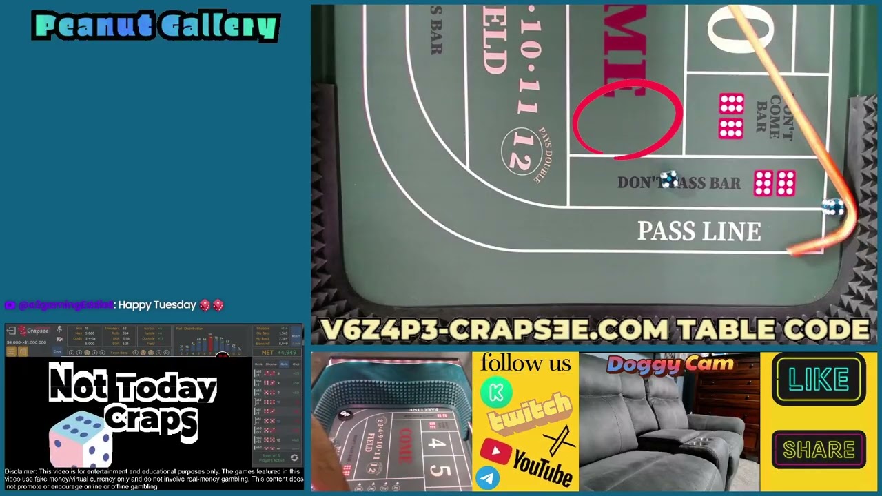 CRAPS-$4,000 to $1,000,000 challenge!  Ep#7 Join the table on Crapsee