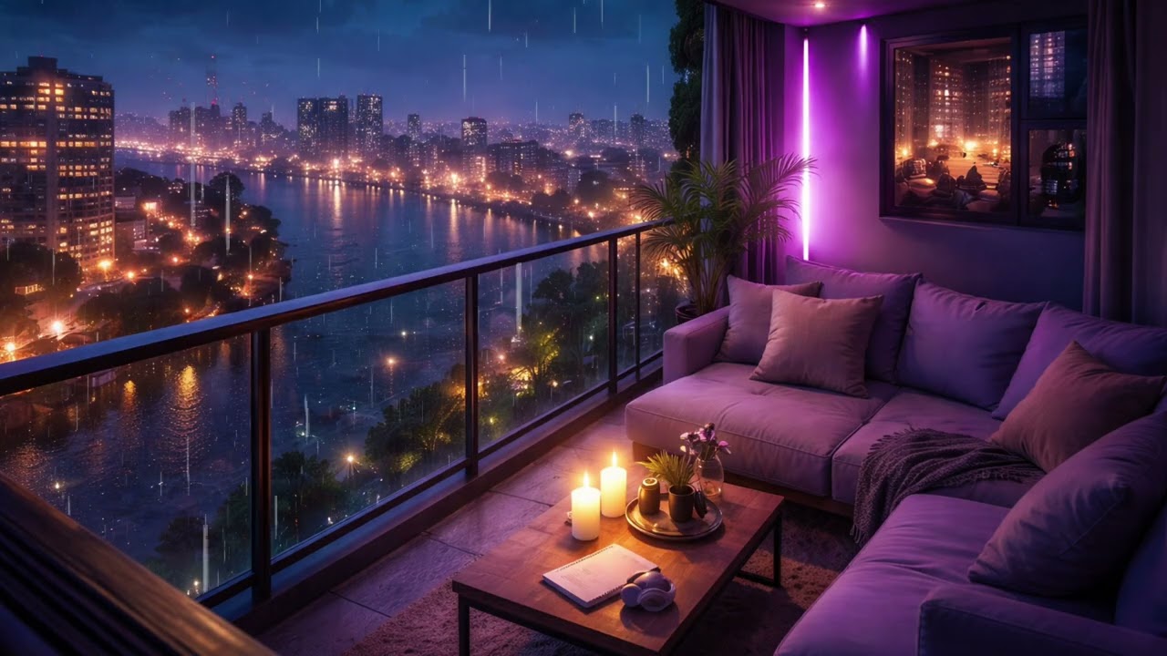 90’s Chill Lofi & Night Balcony Beats ☔ Late Night Lofi Hip Hop for Study / Work / Relax