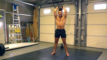 Kettlebell Deep Squat Bicep Curl to Overhead Tricep Extension | Demo