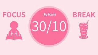 30/10 Pomodoro Timer, No Music (Bell Only) 🌿 6-Hour Aesthetic Study with Me 🌹 Rose Pink screenshot 4