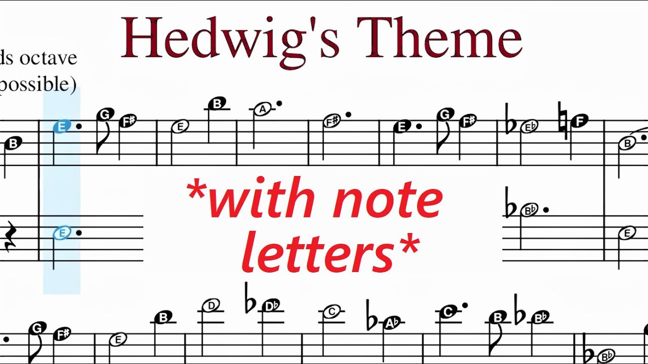 Hedwig's Theme From Harry Potter - Easy Piano Sheet Music With Note