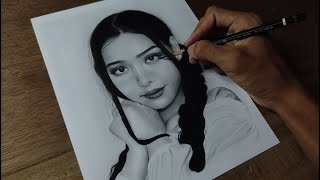Bella Poarch Charcoal Portrait Realistic Drawing