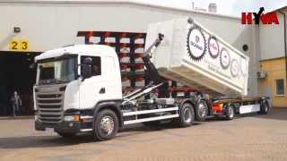 Scania G410 cu hookloader HyvaLift TITAN și remorcă Wielton