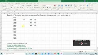 Frequency distribution table Cumulative frequency