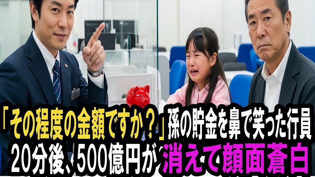 「その程度の金額ですか？」孫の貯金を鼻で笑った銀行員。20分後、祖父が500億円を引き揚げ支店長が青ざめた「君…誰を追い返した？」