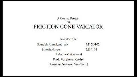 FRICTION CONE VARIATOR