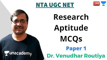 MCQs on Research Aptitude | Paper 1 | Unacademy Live - NTA UGC NET June 2020 | Dr. Venudhar Routiya