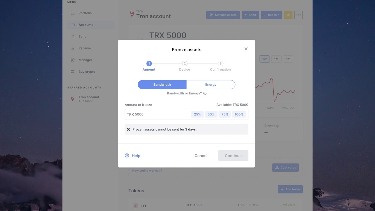 Владельцы криптовалюты Tron TRX могут зарабатывать монеты, ничего не делая. Поддержка Tron TRX в Ledger Live. Фото.