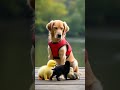 Cute Canine Companionship: The Golden Retriever's New Family Members! 🐶🥧