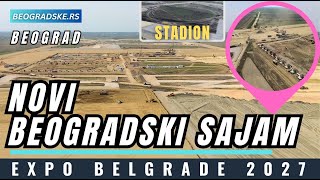 PRVI STUBOVI SAJAMSKIH HALA U IZGRADNJI, OBELEŽENE KONTURE STADIONA