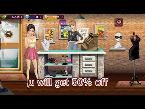 Hollywood story game, how to get 50% off in dresses in every shop