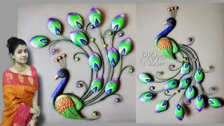 Peacock Wall Hanging Craft/Clay Mural/Amazing Wall Hanging Craft ideas/Cardboard crafts/Wall decor