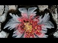 236 rotweisse blume mit glitzermitte  red and white resin flower with glitter 