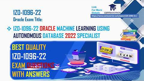 1Z0-1096-22 Oracle Machine Learning using Autonomous Database 2022 Specialist