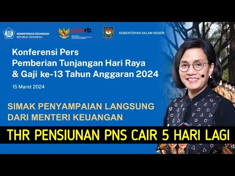 Menkeu Srimulyani Pastikan THR Pensiunan PNS Cair 5 hari lagi