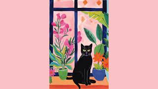 Vibrant Botanical Cat Wall Art & Canva Clipart Kit