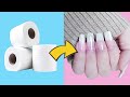 HOW TO MAKE FAKE NAILS FROM TOILET PAPER / Like Natural Nails and Waterproof /No UV Lamb /No Acrilic