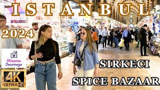 ISTANBUL CITY CENTER | WALKING AROUND SIRKECI, EMINONU SPICE BAZAAR | APRIL 25TH 2024 | UHD 4K 60FPS
