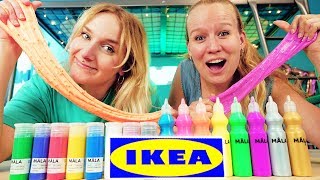 IKEA SLIME CHALLENGE - Nina & Kathi machen mit IKEA ZUTATEN Schleim - ORANGE VS BROMBEER Glibber