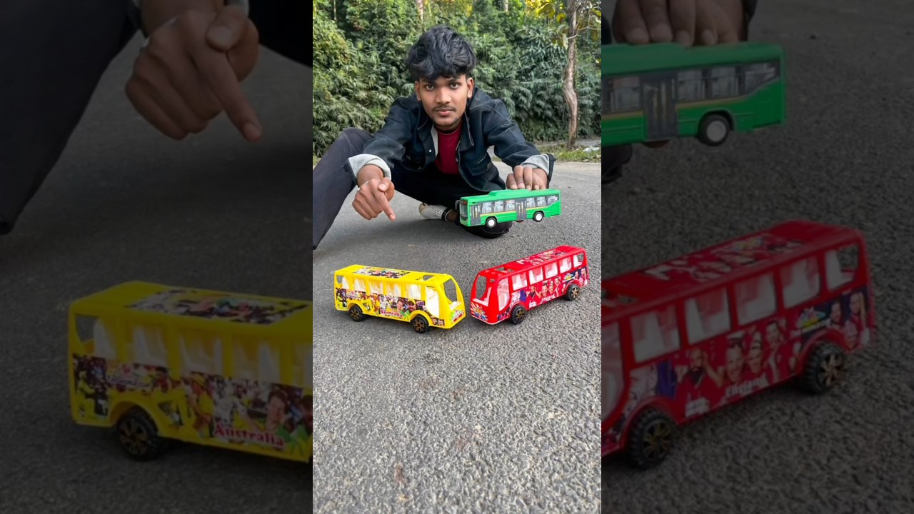 Маленький радиоуправляемый автобус против двух автобусов на дистанционном управлении 🚌 Смотрите 🥹
