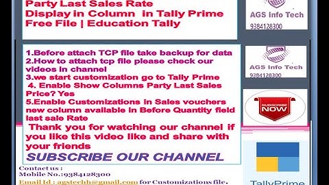 Advanced or Amazing Free TDL Party Last Sales Rate Display in Column  in Tally Prime Free #TallyTDL