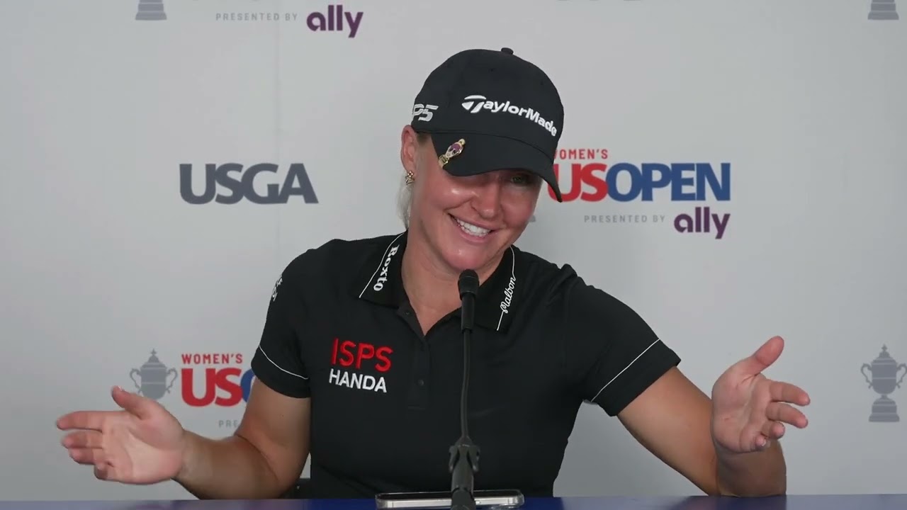 Charley Hull smokes cigarrettes Sunday Flash Interview 2024 79th Womens US Open © USGA