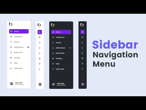 Responsive Sidebar Navigation with HTML CSS JavaScript Dark/Light Mode