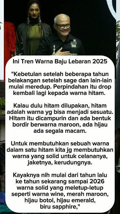 Ini Tren Warna Baju Lebaran 2025 Menurut Desainer Legendaris Itang Yunasz.. #shorts