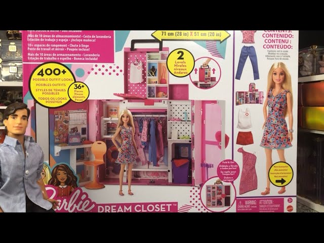 Barbie Dream Closet Playset with 30+ Clothes and Accessories, Mirror and  Desk