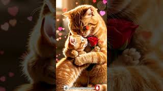 Kitten Gives Flowers to Mom Cat for Women’s Day 🌸🐱💖 #cat #cutecat #kitten