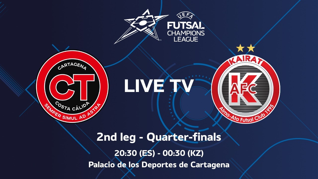 📺🔴 LIVE TV | 𝐉𝐢𝐦𝐛𝐞𝐞 𝐂𝐚𝐫𝐭𝐚𝐠𝐞𝐧𝐚 𝐂𝐨𝐬𝐭𝐚 𝐂á𝐥𝐢𝐝𝐚 🇪🇸🆚🇰🇿 Kairat Almaty | 🏆🇪🇺 UEFA Futsal Champions League