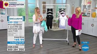 Rhonda Shear 2pack Pin Up Camisole with Lace Trim