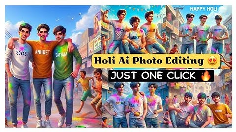 Happy Holi Ai image editing || Friends Holi 3D Ai Photo Editing tutorial || Bing Image creator #bing