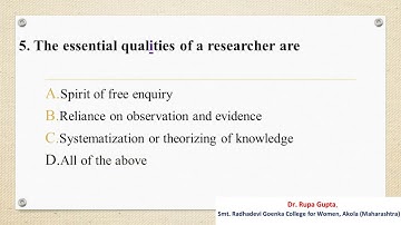MCQs on RESEARCH METHODOLOGY PART III By Dr. Rupa Gupta