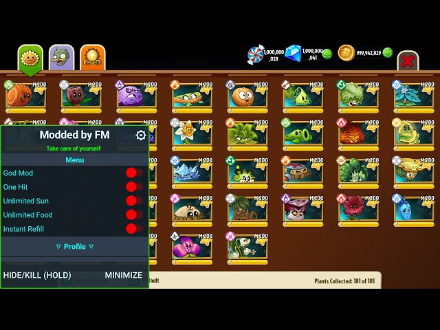 Plants vs Zombies 2 MOD: All Plants Premium Mastery 999999 Vs All Freakin'  Zomboss 