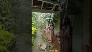 Heavy Rain Creates a Roof Waterfall! 🌧️ #Shorts