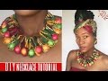 DIY ankara/african print ruffle beaded necklace