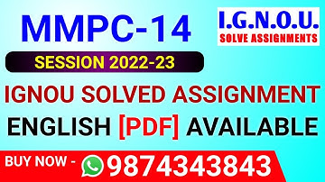 MMPC-14 Solved Assignment 2022-23 in English, MMPC 14 Solved Assignment 2023, MMPC 14 Assignment