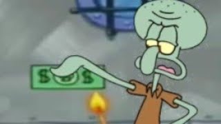 Squidward Sets Mr. Krabs Money On Fire