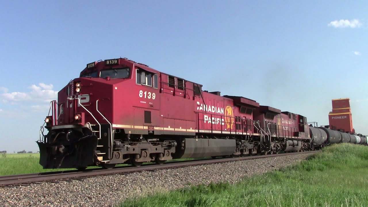 CP 8139 Leads CP 293 North at Olds, Alberta, CP Red Deer Subdivision.